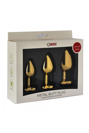 NOXXX Altın Renkli Kalpli Çelik Anal Plug - 3 Boy Set